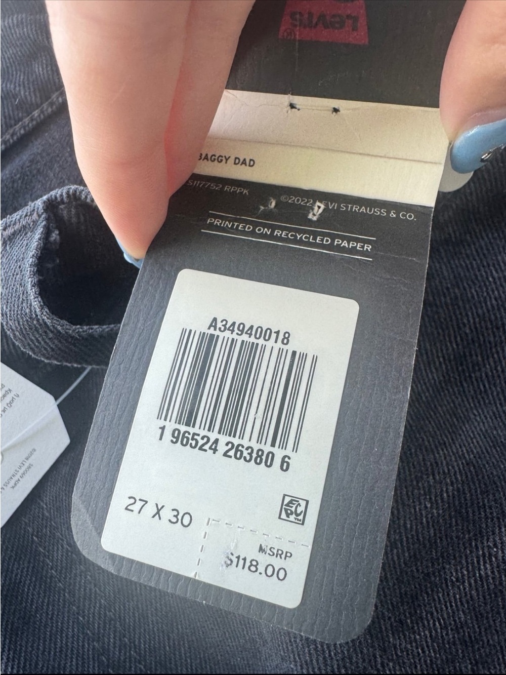 Levi’s black ripped baggy dad jeans 27 NWT - Picture 5 of 5